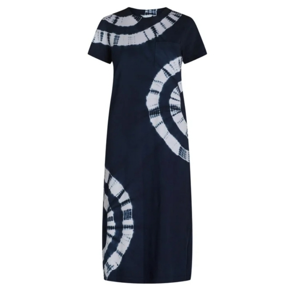 Time and Tru Navy Blue and White Tie Dye Swirl Midi Dress - Picture 12 of 13